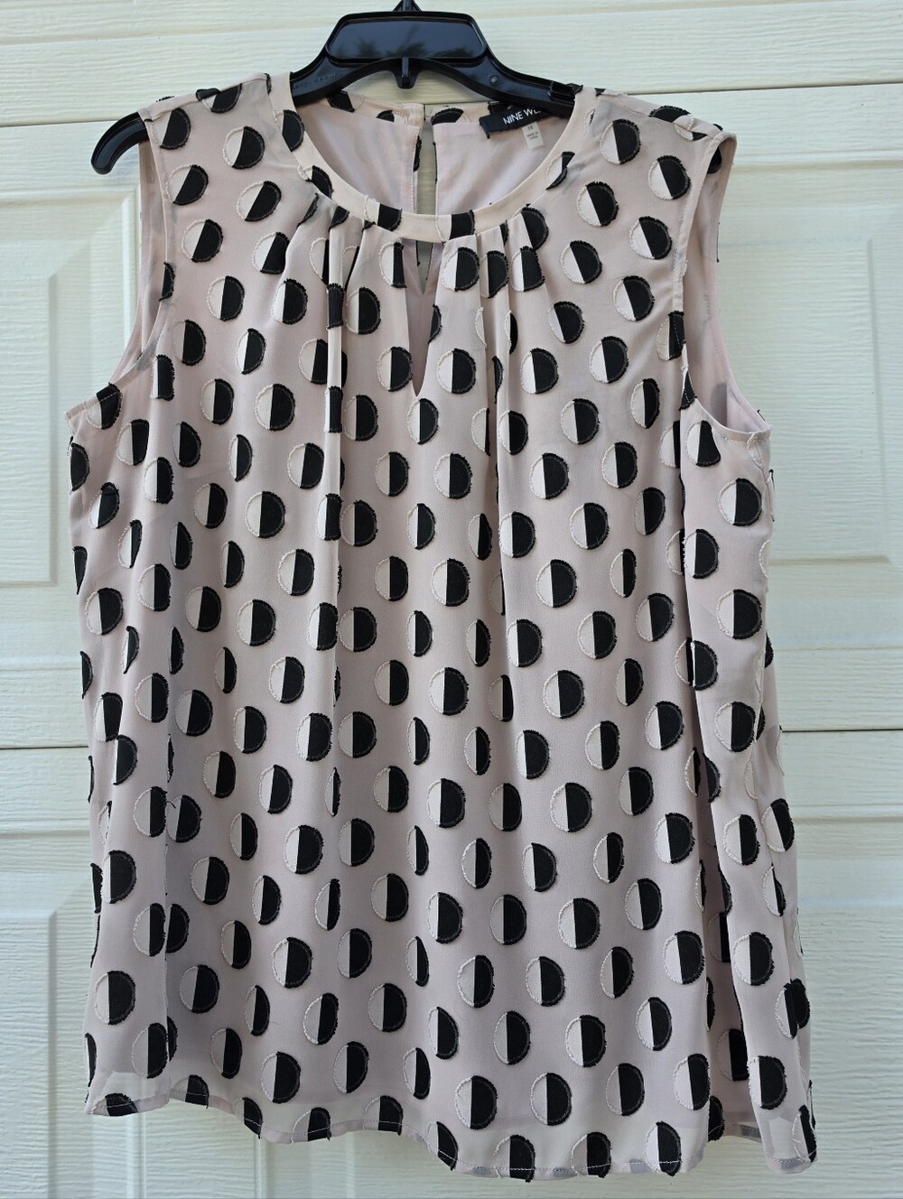 Nine West Blush Sleeveless Dot-Print Camisole with Black Accents
